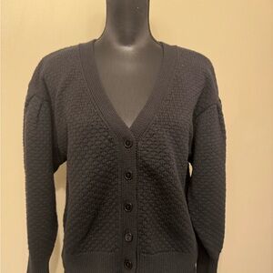 Able Women's Knit Black Button-Up Sweater Cardigan L